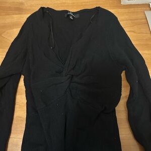 Black Ribbed Bodysuit